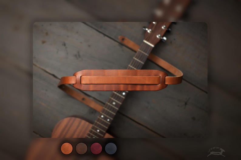 Leather Guitar Strap | Custom Guitar Strap | Handmade Guitar Strap | Personalized Guitar | Acoustic Guitar | Bass Guitar Gifts | FOLK style image 1