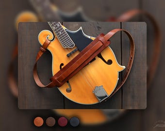 Leather Mandolin Strap | Custom Mandolin Strap | F-style & A-style | Bluegrass Mandolin | Leather Strap for Mandolin Instrument | FOLK style