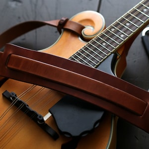 Leather Mandolin Strap Custom Mandolin Strap F-style & A-style Bluegrass Mandolin Leather Strap for Mandolin Instrument FOLK style image 9