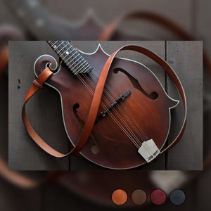 Correia fina para bandolim | Presente para músicos de bluegrass | Bandolim acústico ou elétrico | Correia de couro para bandolim | Estilo F e estilo A | Estilo FINO