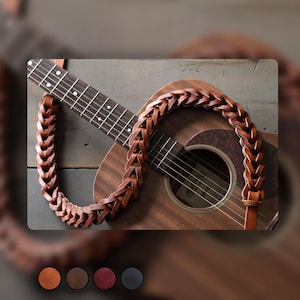 Leather Guitar Straps | 3D Chain-Link with Natural Padding | Guitar Accessories | Acoustic Guitar Strap | Banjo Strap | LINK style