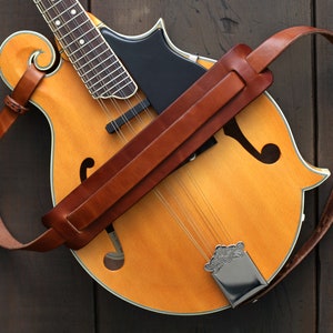 Leather Mandolin Strap Custom Mandolin Strap F-style & A-style Bluegrass Mandolin Leather Strap for Mandolin Instrument FOLK style image 1