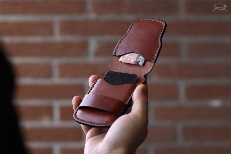 Minimalist Wallet Leather Card Holder Mens Wallet Leather EDC Custom Wallet Leather Wallet Slim Wallet Personalized Wallet FLIP image 2