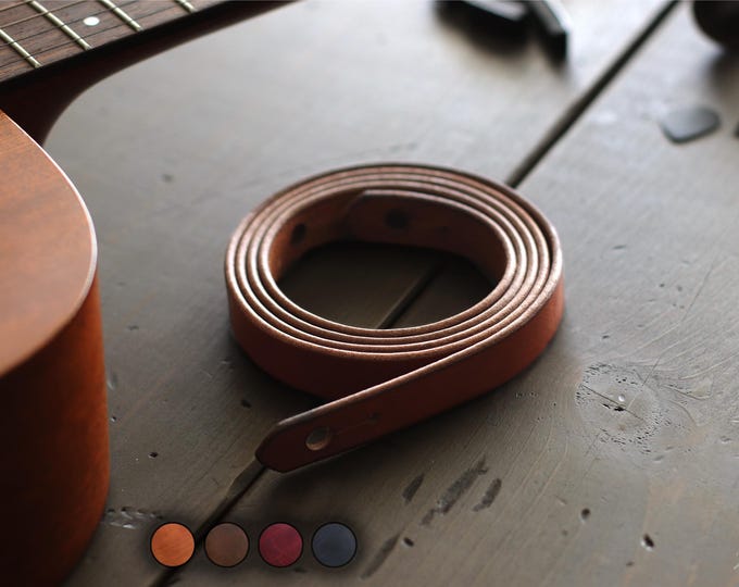 Skinny Leather Guitar Strap for Folk or Country Musician | Fully Handmade Premium Leather Initialed Strap | SKINNY style