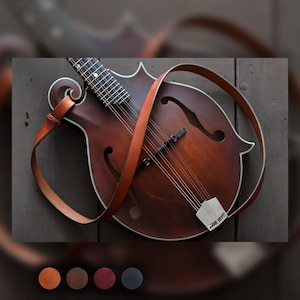 Dünner Mandoline Riemen | Bluegrass Mandoline Geschenk | Akustische oder Elektrische Mandoline | Mandoline Lederriemen | F-Stil & A-Stil | DÜNNER Stil