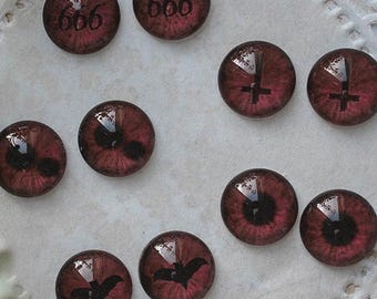 Oculaires gothiques 13 mm Pullip en verre occulte pour Halloween