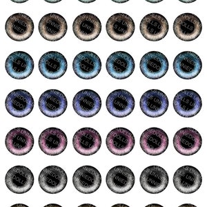 7 Printable REALISTIC Eyechips for Pullip and Neo Blythe Dolls PDF (A4 ...