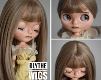 Blythe and BJD synthetic doll wig - brown - 10" doll head size