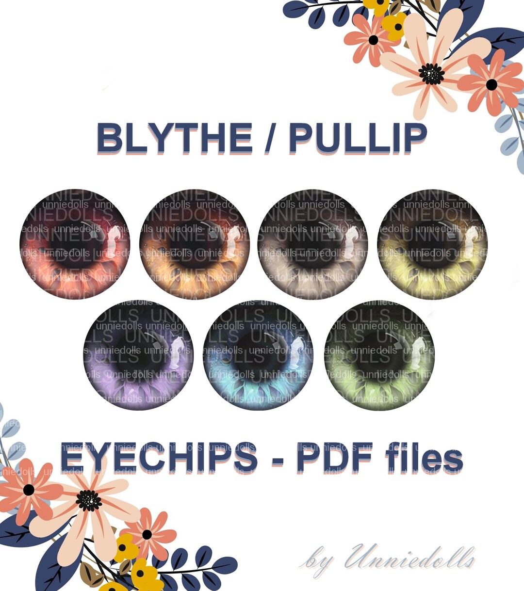 7 Printable Realistic Eyechips for Neo Blythe and Pullip Dolls PDF (A4 ...
