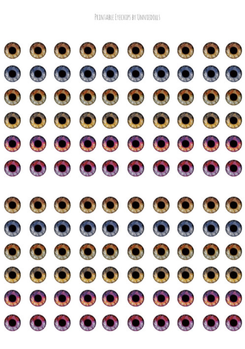 6 Printable REALISTIC eyechips for Pullip and Neo Blythe dolls | Etsy