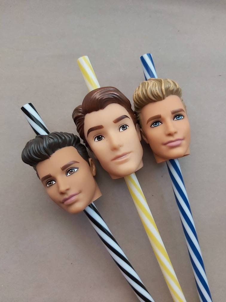 Barbie head straw topper