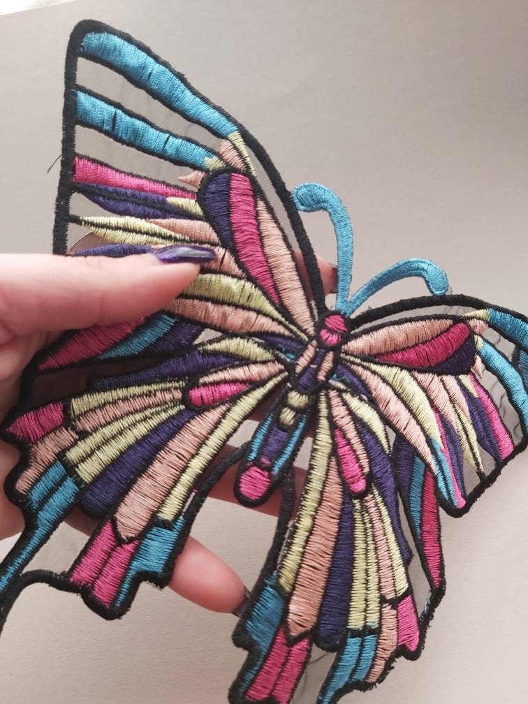 Butterfly Appliques Butterfly Patches Set of 2 Embroidered Etsy