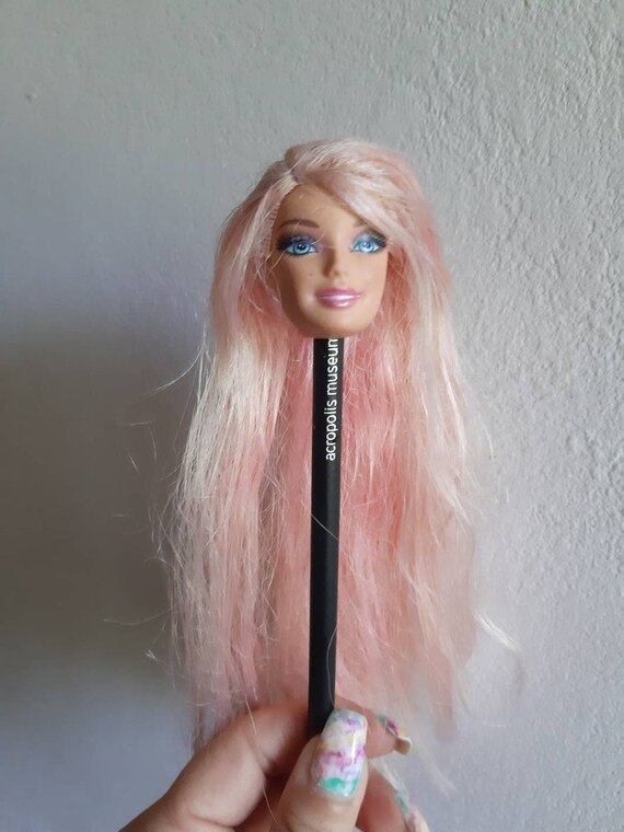 Original Barbie Doll Head Barbie Earrings Very Long Blonde Etsy