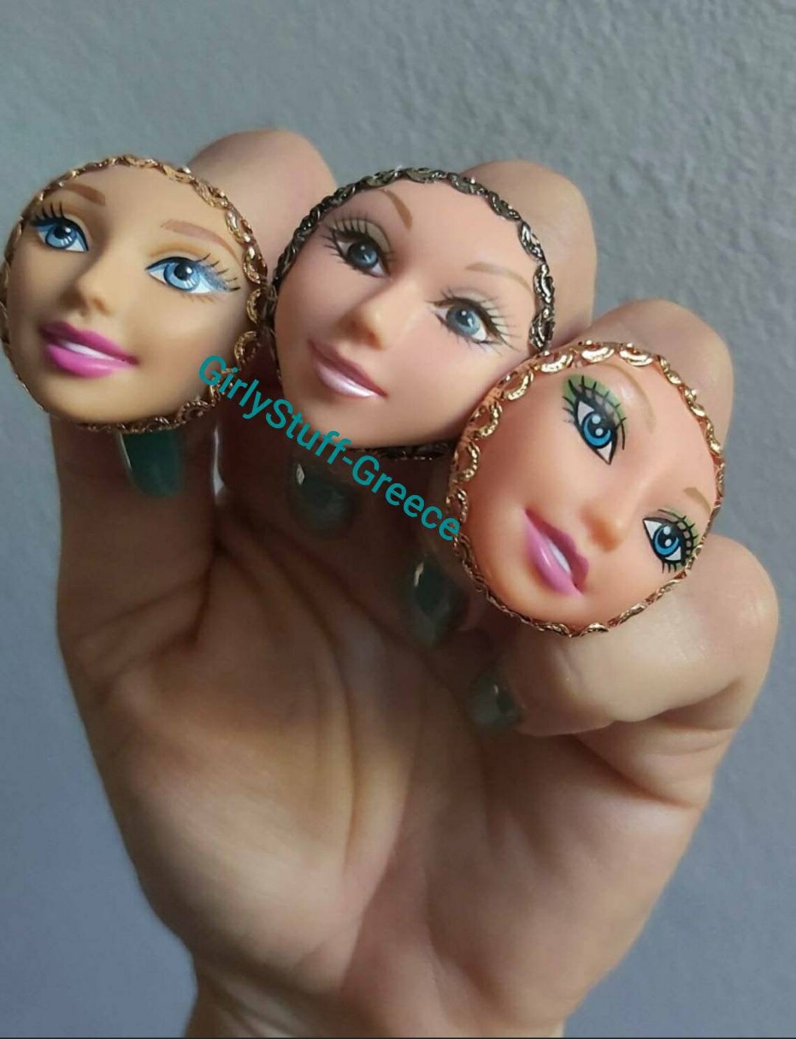 Barbie Head Ring adjustable ring base brass plated Barbie Etsy