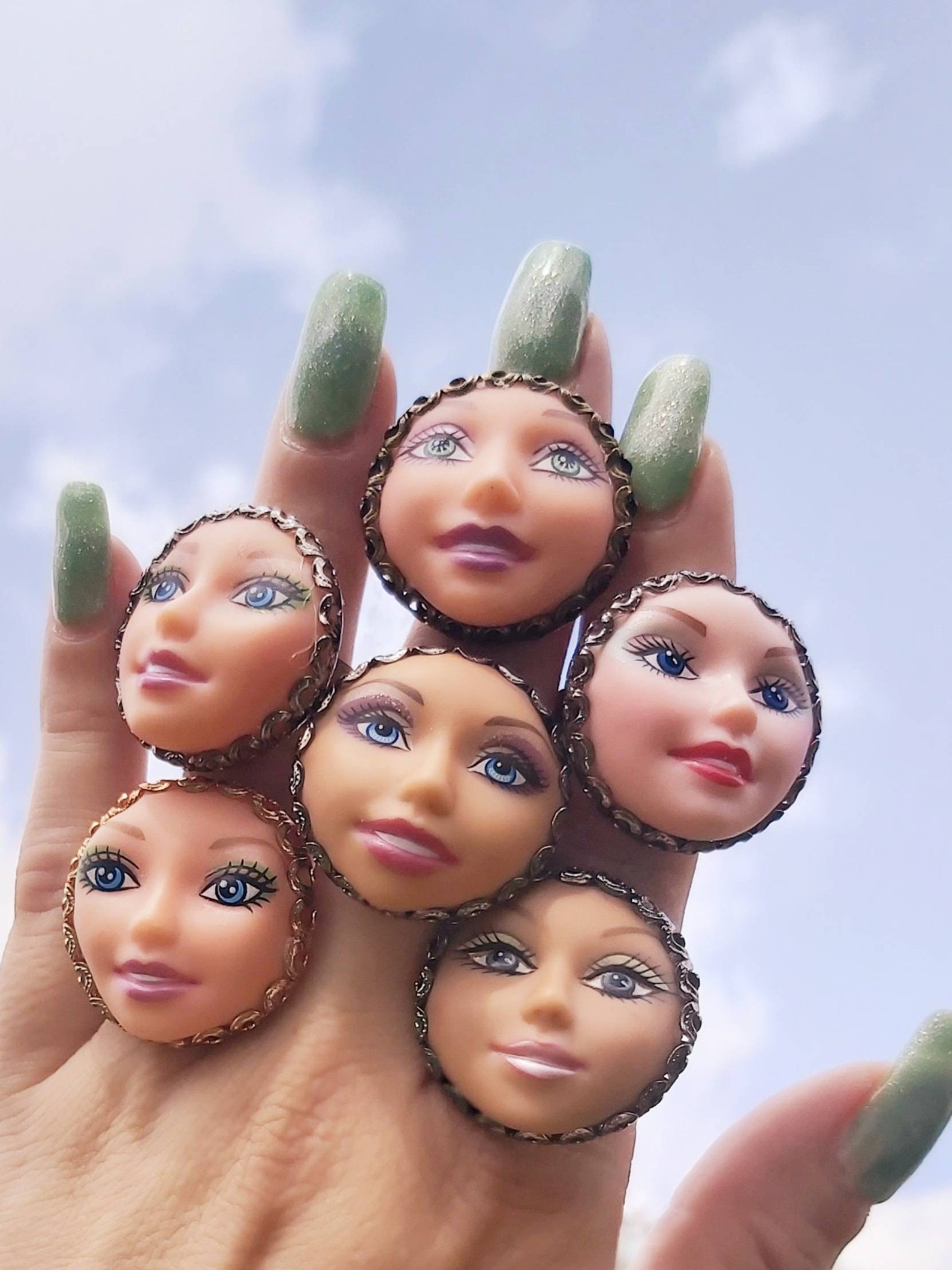 Barbie Head Ring adjustable ring base brass plated Barbie Etsy