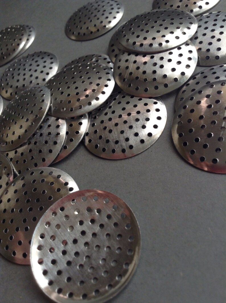 Set of 50 30mm Round Perforated Discs DIY Silver Tone Metal Etsy