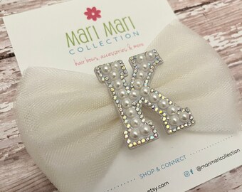 Pearl Personalized Hair Bows - Personalized Hair Bows for Girls - Fancy Hair Bows - Elegant Hair Accessories - Cute Hair Bows for Girls