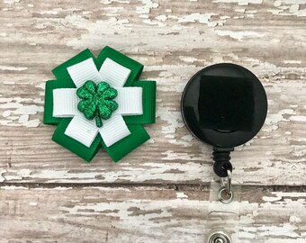 Shamrock Retractable Badge Small Holder Interchangeable - Nurse Badge Holder - Retractable Badge Reel - Nurse ID Badge Clip- ID Badge Holder