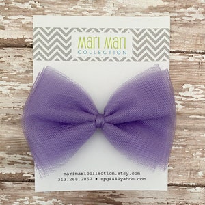 Lavender Tulle Hair Bow: 4&quot; Alligator Clip