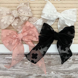 Girls Hair Bow Lace Hair Bow Hair Clip Double Loop Hair Bow Classic Hair Bow Cute Hair Accessories Cute Hair Bow for Women image 5