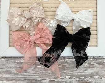 Girls Hair Bow - Lace Hair Bow Hair Clip - Double Loop Hair Bow - Classic Hair Bow - Cute Hair Accessories - Cute Hair Bow for Women