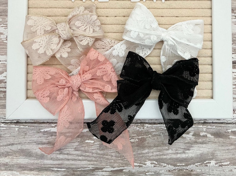 Girls Hair Bow Lace Hair Bow Hair Clip Double Loop Hair Bow Classic Hair Bow Cute Hair Accessories Cute Hair Bow for Women image 5