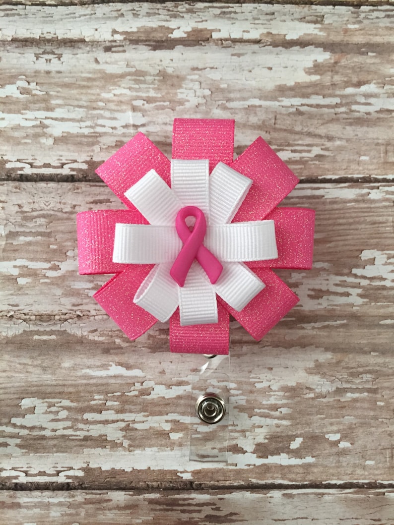 Pink Ribbon Retractable Badge Holder Nurse Name Badge Holder Etsy
