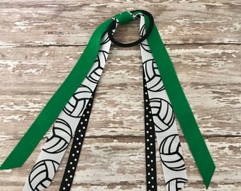 Volleyball Team Ribbon Ponytail Holder: Red Spirit Hair Tie