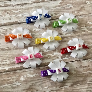 Personalized Initial Hair Clip: Grosgrain Ribbon Bow, Girls&#39; Hair Accessory