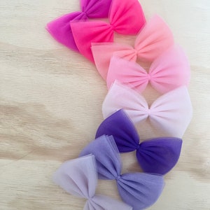 Tulle Hair Bow: 4-inch Girls Hair Clip
