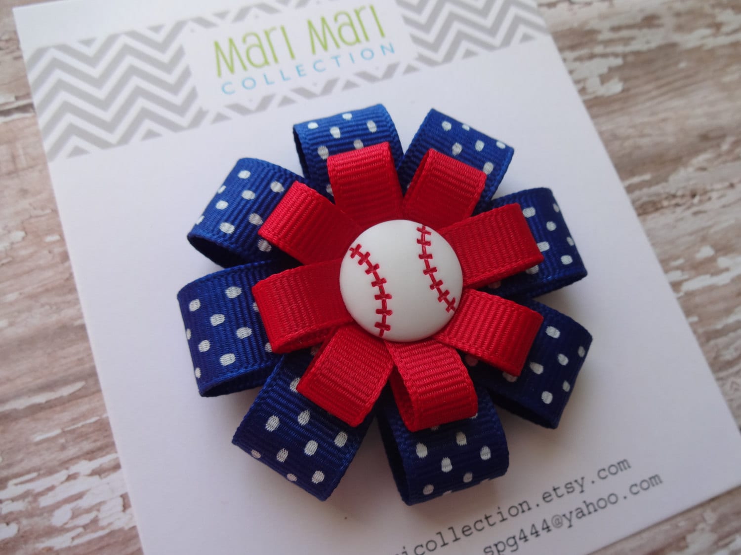 Baseball Hair Bow Red Blue Hair Bow Baseball Spirit Bow Etsy