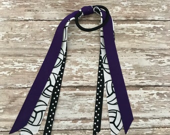 Volleyball Team Spirit Ribbon Ponies Purple - Volleyball Hair Ties - Volleyball Ribbon Ponies - Volleyball Team Ribbon Ponies - Volleyball