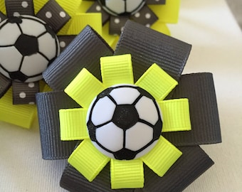 Custom Soccer Team Hair Bow: Grosgrain Ribbon Ponytail Holder