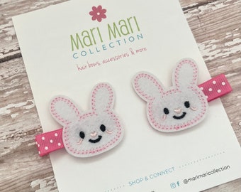 Easter Bunny Hair Clips: Handmade Hair Bow Set