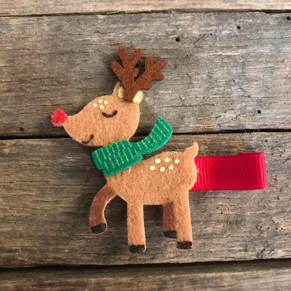 Reindeer Felt Hair Clip - Christmas Reindeer Hair Clip - Christmas Hair Clip - Christmas Baby Hair Clip - Cute Reindeer Hair Clip