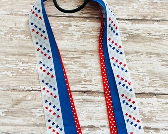 Red White Blue Patriotic Ribbon Ponies-Ribbon Ponies-4th of July Hair Ribbon Ponies-Hair Accessories-Patriotic Ribbon Ponies-Spirit Ponies