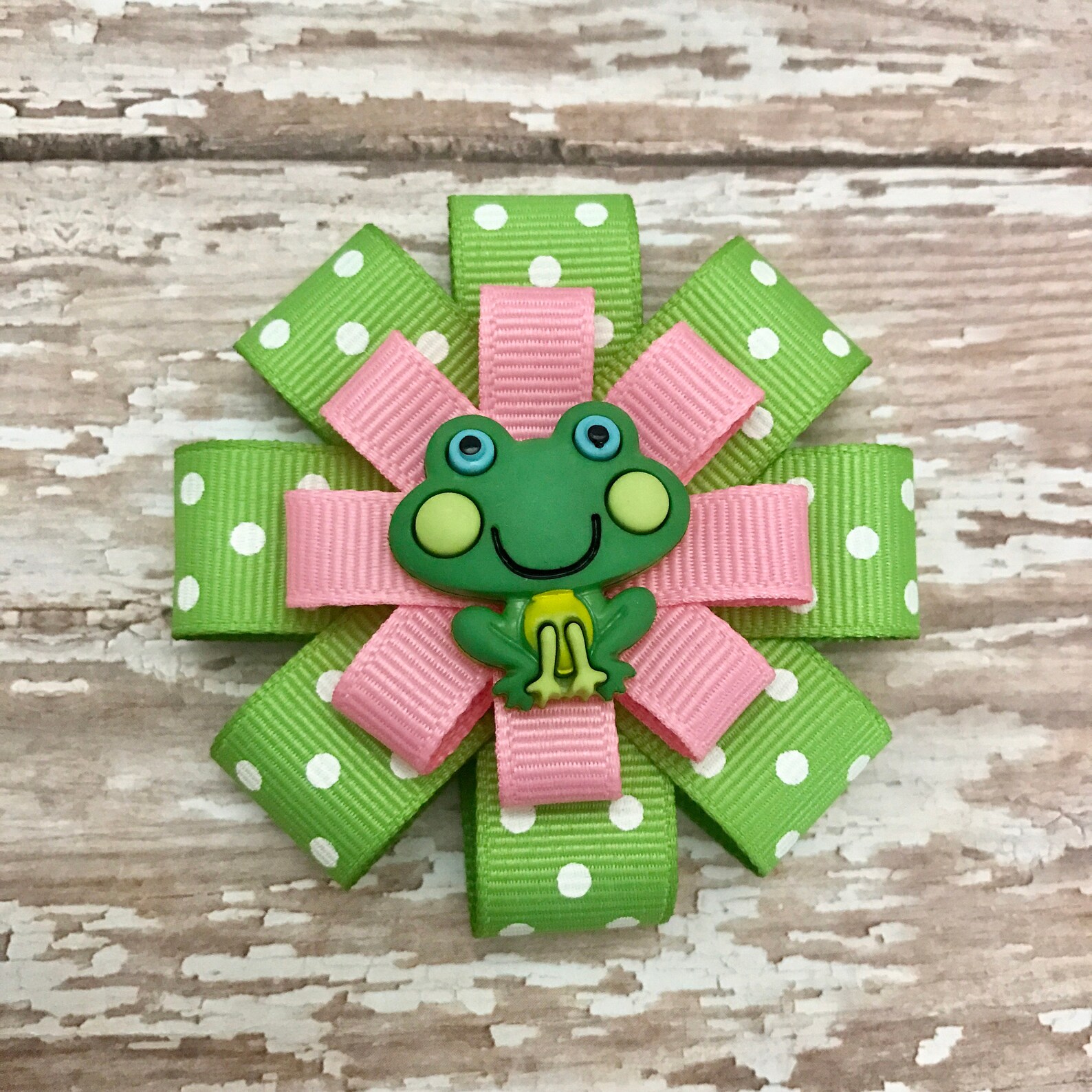 Froggy Hair Bow Cute Frog Hair Bow Green Frog Hair Clip Etsy