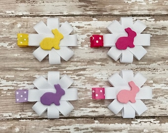 Cute Bunny Hair Clips - Baby Barrettes - Baby Hair Clips - Bunny Silhouette Hair Bows - Easter Hair Clip for Little Girls -Girls Easter Clip