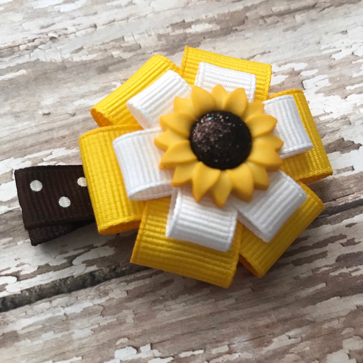 Sunflower Hair Bow Clip Set Sunflower Hair Bow Set Girls Etsy