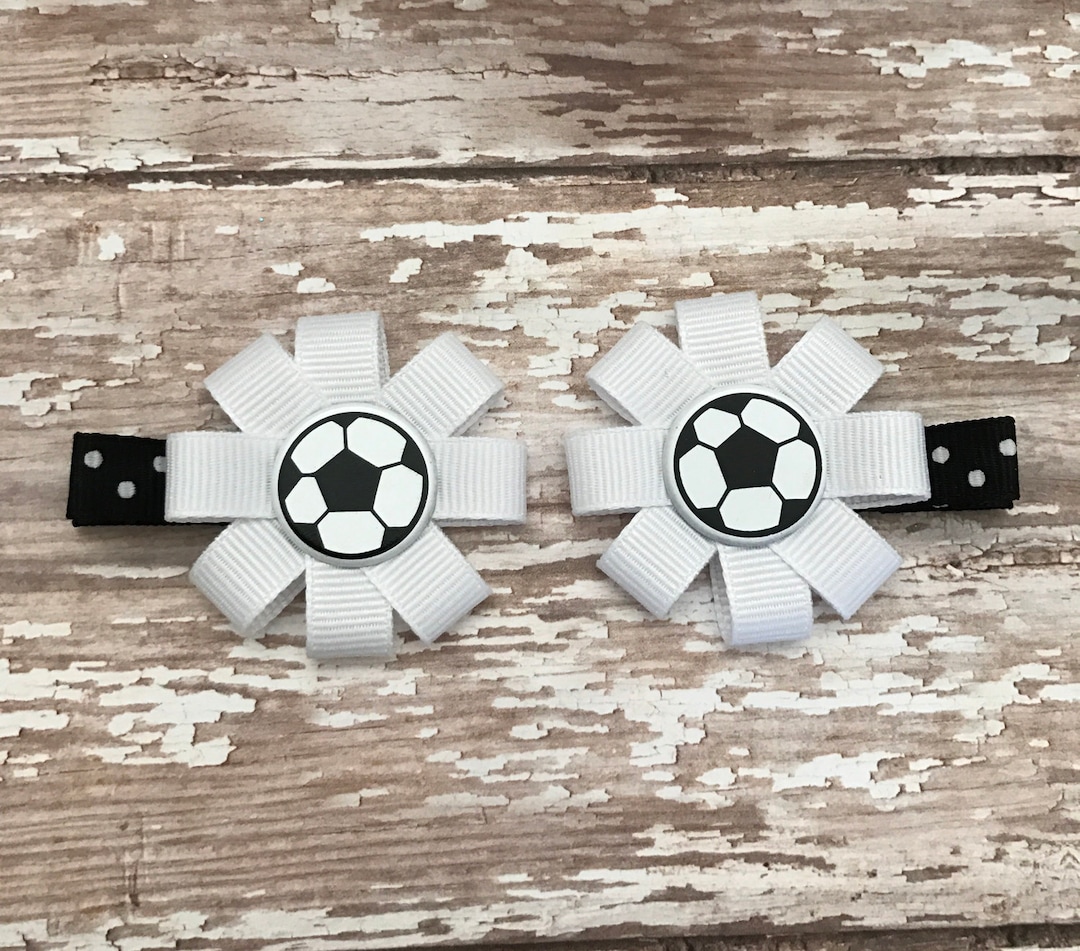 Soccer Hair Bow Hair Clip Set Soccer Hair Bow Set Girls Soccer Hair