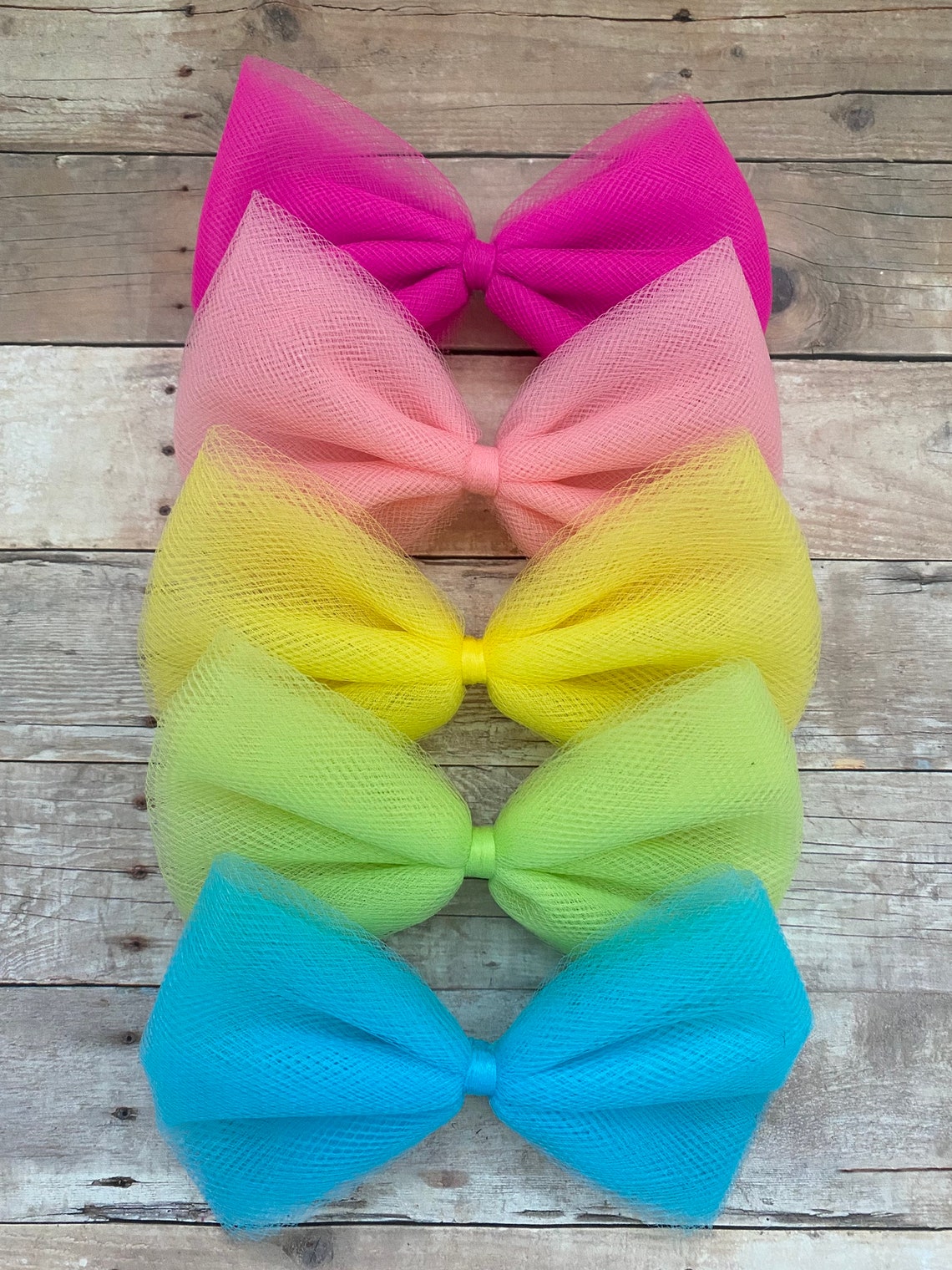 Bright Colors Tulle Hair Bows Set of 5 Tulle Hair Bow Etsy