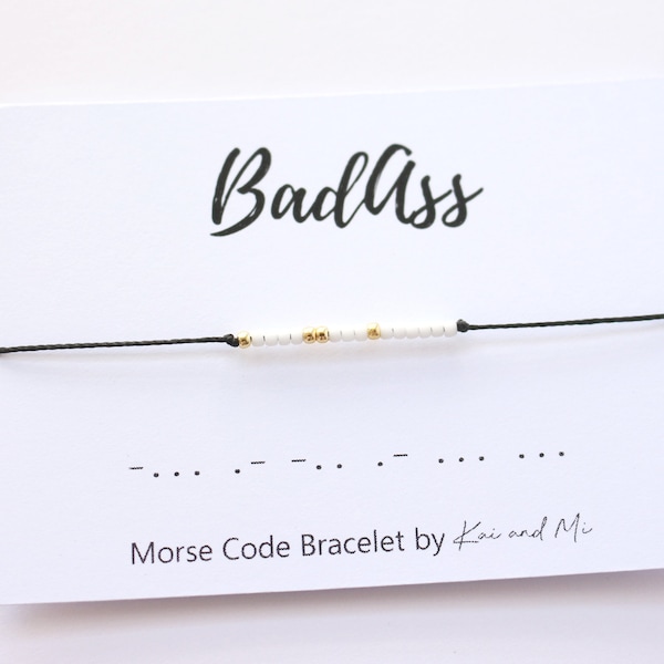 Badass Morse Code Bracelet, Hidden message bracelet, opal beads morse code bracelet, Mini Beads