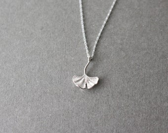 Silver Ginkgo leaf Necklace, ginkgo necklace