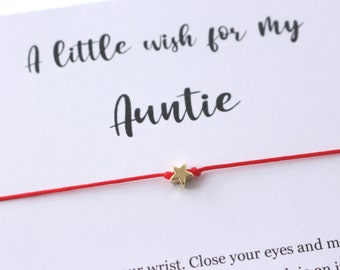 Dainty Gold Star bracelet, Auntie gift, Aunt gift, gold star cord bracelet, aunt bracelet, auntie bracelet