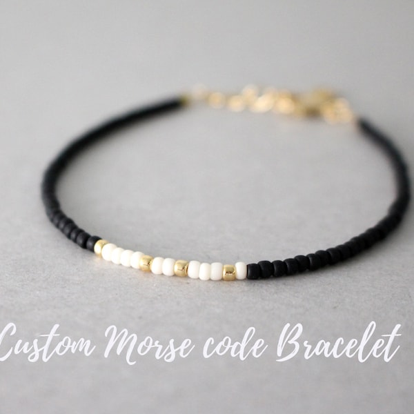 Custom Morse Code Bracelet, Morse code bracelet, Mini beads