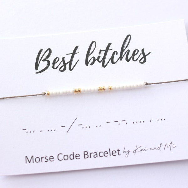 Best Bitches Morse Code Bracelet, couple bracelet, best friend bracelet - Mini beads