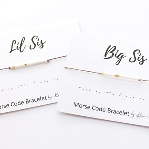 Set of 2 Big Sis & Lil Sis Morse Code Bracelet, big sister bracelet, little sister bracelet, Mini beads