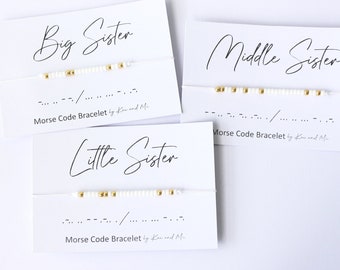 SET OF 3 Sisters Morse code bracelet, Little Sister, Middle Sister, Big Sister