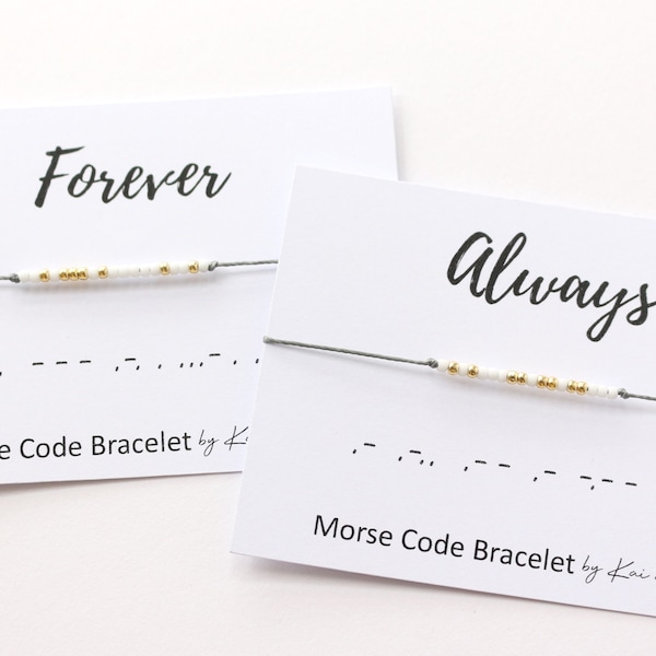 Set of 2 Forever & Always Morse Code Bracelet, Couple morse code bracelet, Morse code bracelet, mini beads