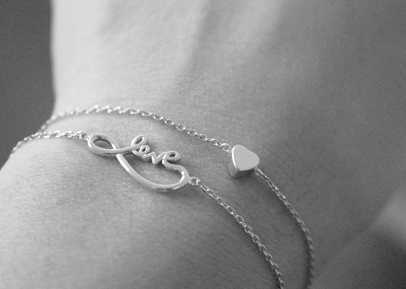 Silver Heart Bracelet, Little Silver Heart Bracelet - Etsy